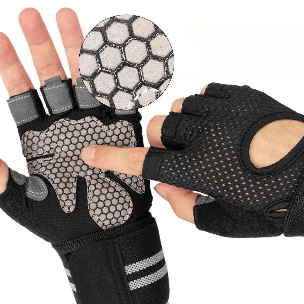 Half-Finger Gym Sports Gloves Designed for Fitness, Outdoor Activities, and Cycling with Features
