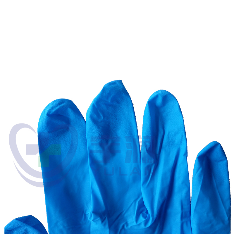 قفازات فحص نيتريل زرقاء طبية disposable خالية من المسحوق