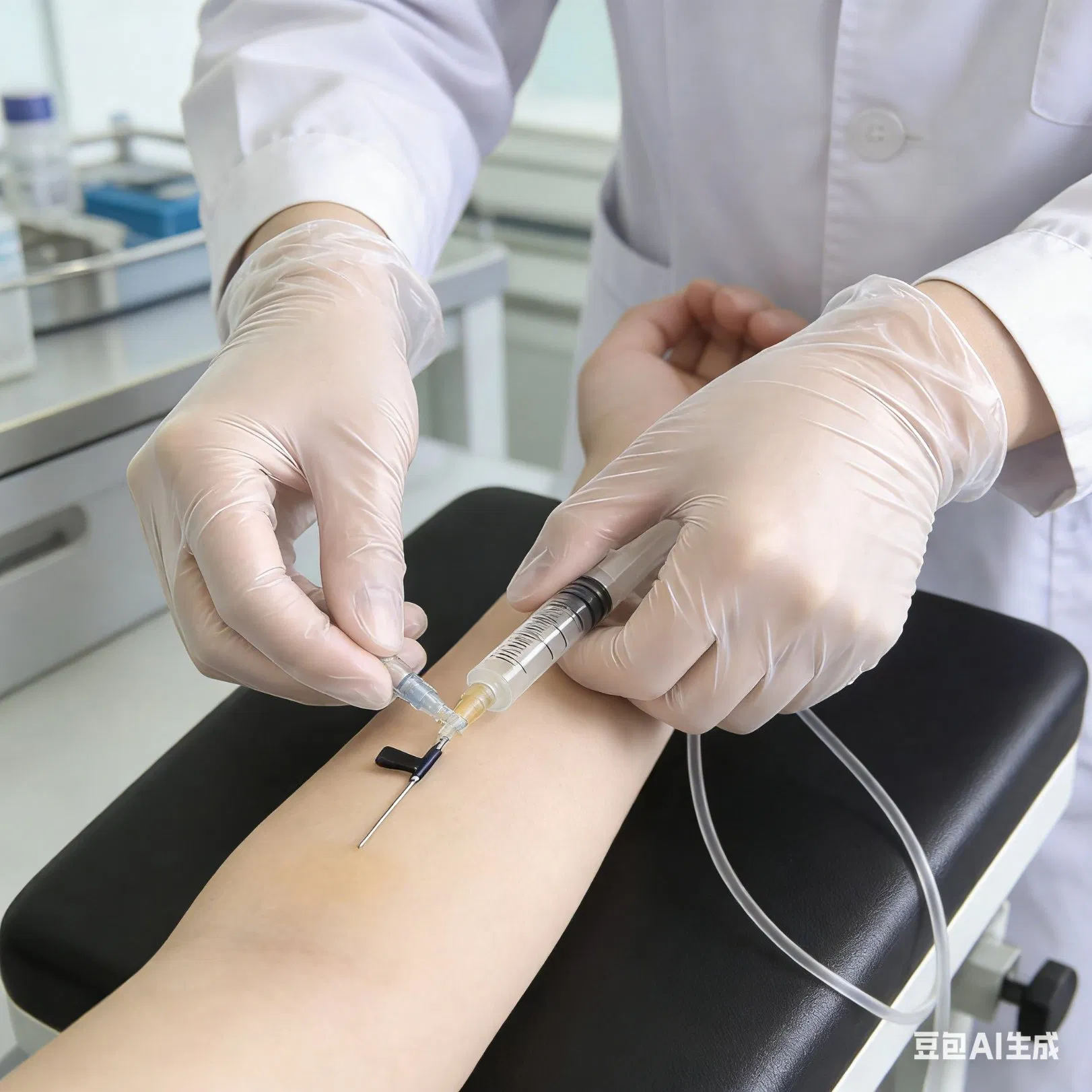 قفازات فينيل خالية من اللاتكس وخالية من البودرة مع نسيج أصابع للفحوصات السنية والمختبرات