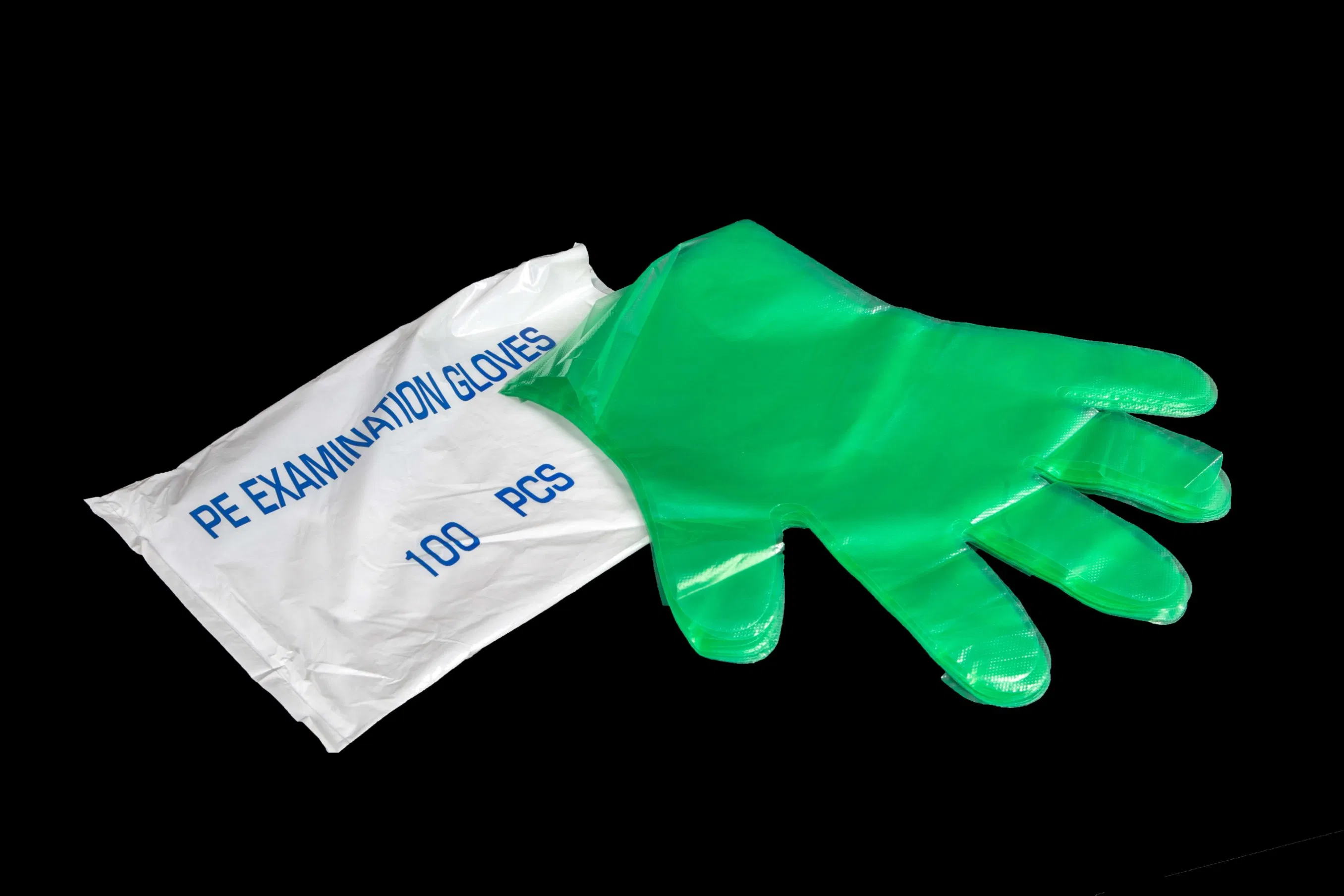 قفازات طبية واقية بلاستيكية disposable من البولي إيثيلين (PE) والبولي إيثيلين عالي الكثافة (HDPE) والبولي إيثيلين المنخفض الكثافة (LDPE) (معتمدة من CE وISO)