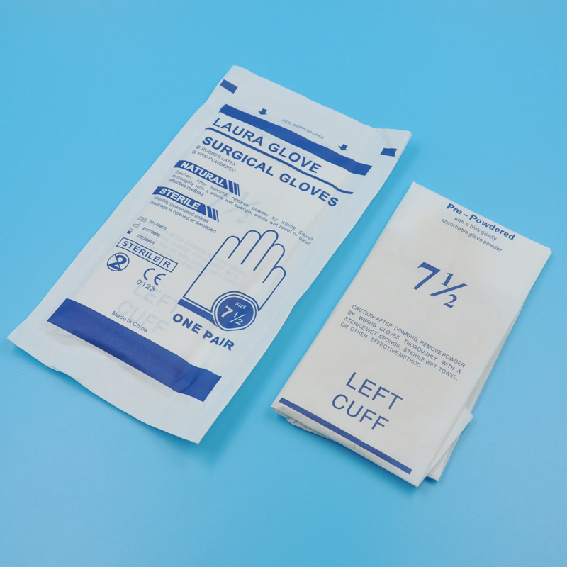 قفازات جراحية طبية معقمة disposable من اللاتكس المطاطي، خالية من المسحوق، ذات جودة عالية مع شهادة CE