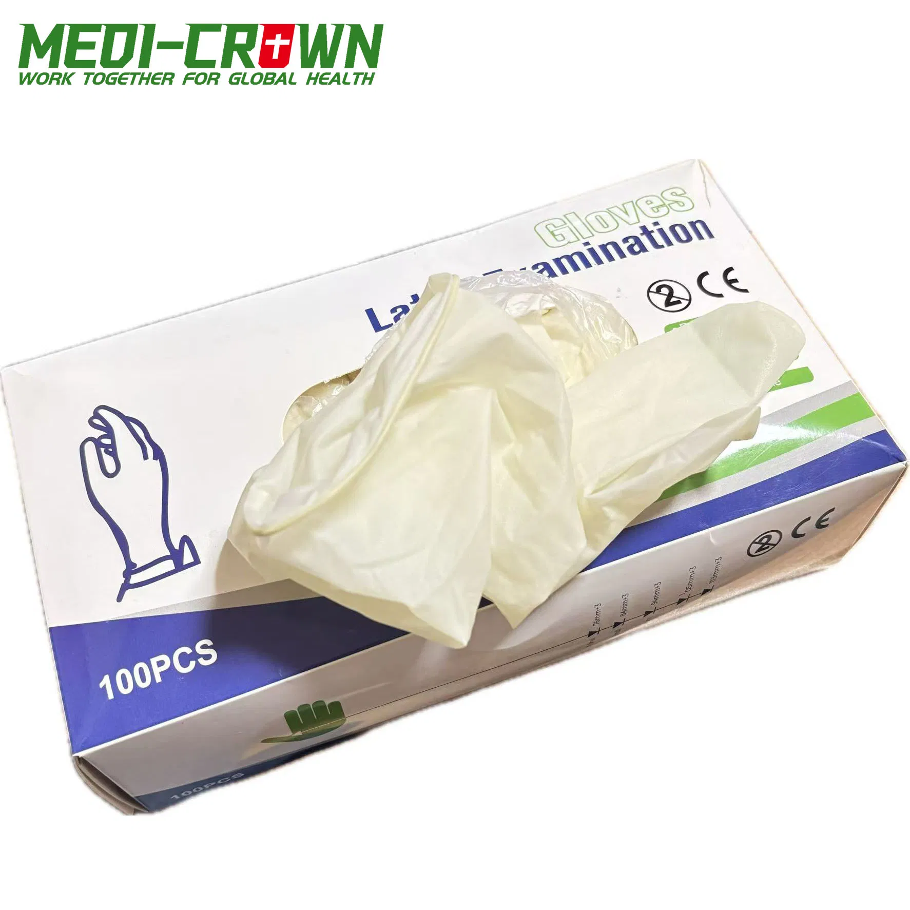 قفازات لاتكس disposable للاستخدام الطبي (خالٍ من البودرة)