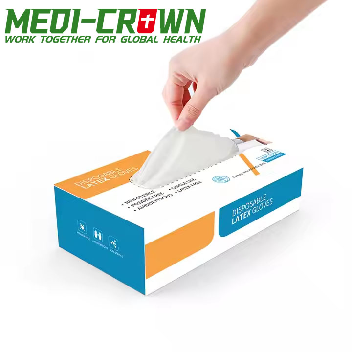 قفازات لاتكس disposable للاستخدام الطبي (خالٍ من البودرة)