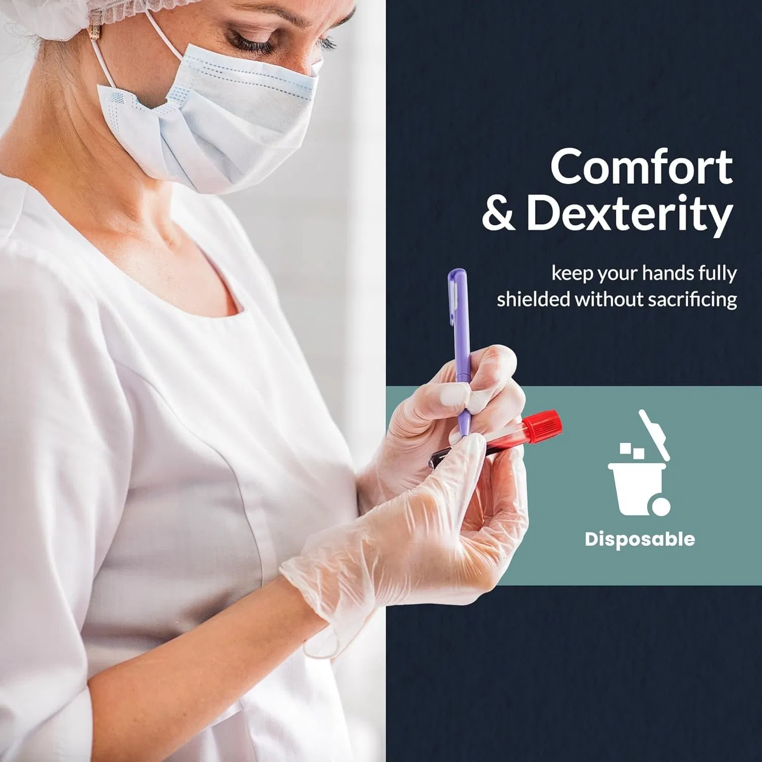 قفازات فينيل disposable للاستخدام الطبي والصناعي
