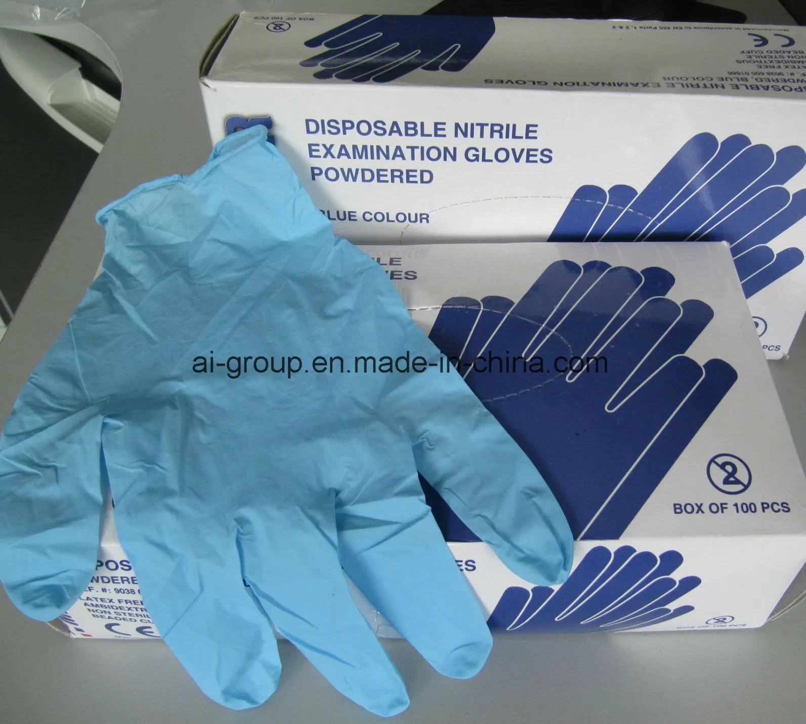 قفازات نيتريل disposable خالية من البودرة أو مع البودرة للفحص الطبي