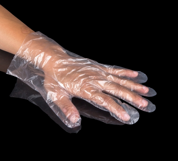 قفازات طبية disposable من البولي إيثيلين خالية من البودرة