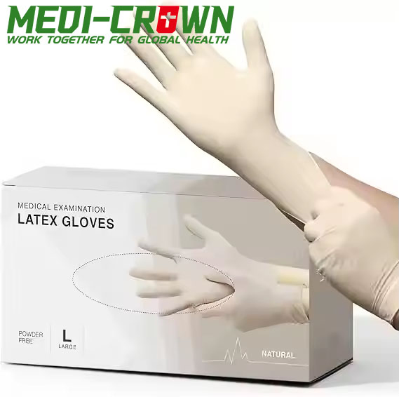 قفازات لاتكس disposable للاستخدام الطبي (خالٍ من البودرة)