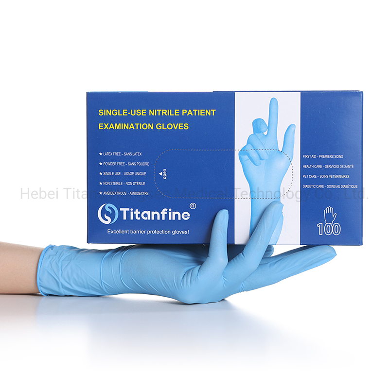 قفازات نيتريل disposable غير معقمة خالية من المسحوق لفحص اليدين الصحية عالية الجودة بالجملة مرنة