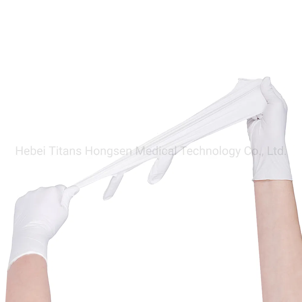 قفازات نيتريل بيضاء خالية من المسحوق للبيع الساخن، قفازات يدويةDisposable للاستخدام الطبي