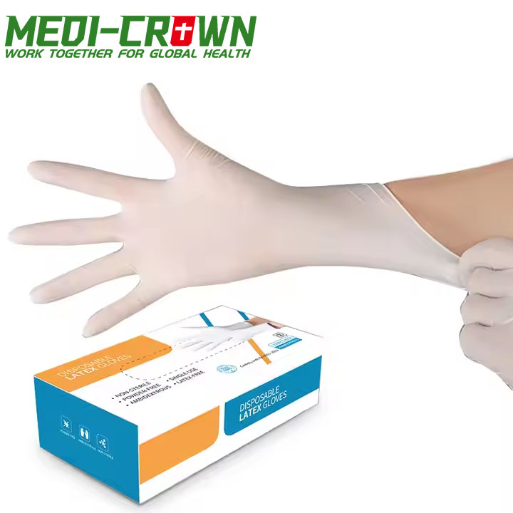 قفازات لاتكس disposable للاستخدام الطبي (خالٍ من البودرة)