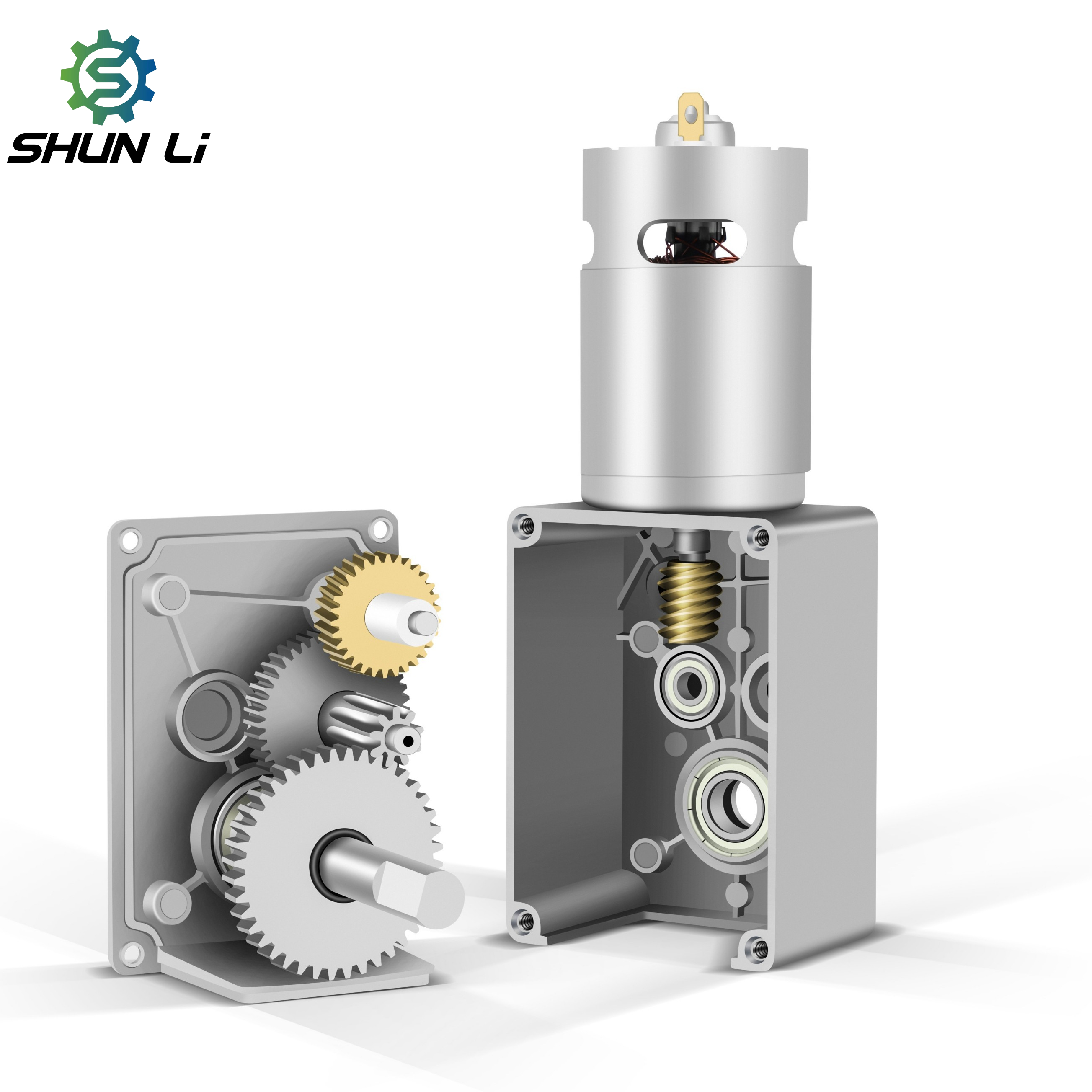 Shunli Customizable Dc Rolling Door Worm Gear Motor Micro Motor 92~190 Rpm 1.5V~12V Permanent Magnet 0.2~2 N.m Brush