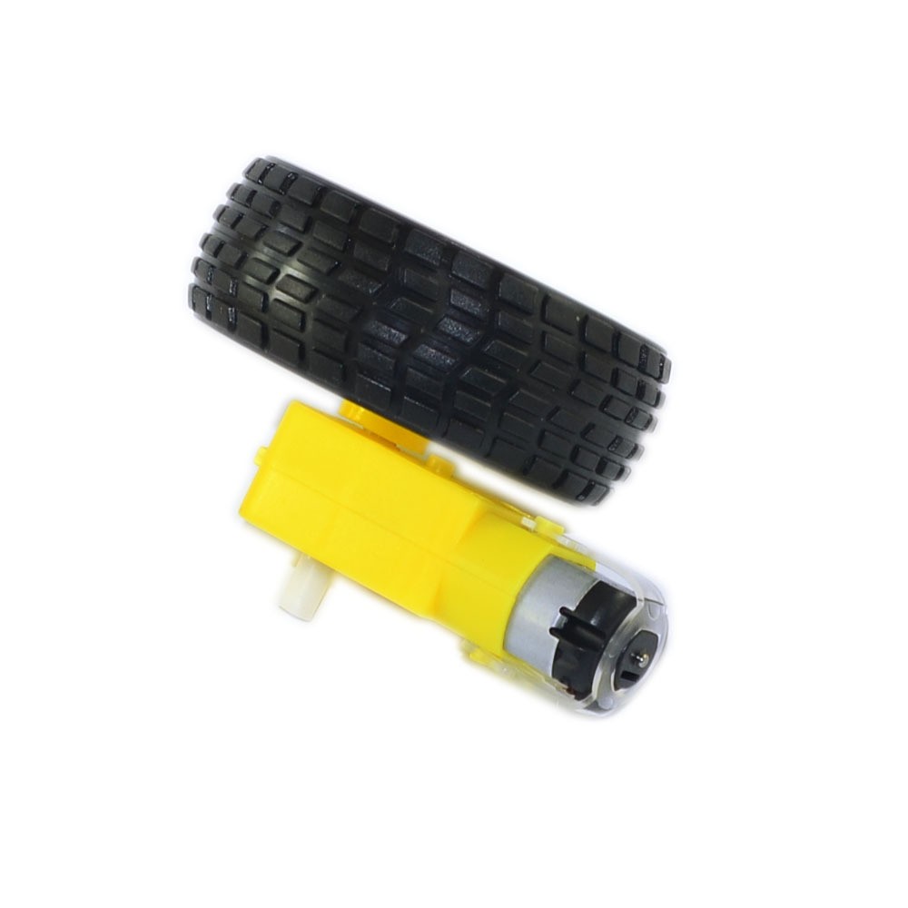 Yellow Plastic DC Motor with Wheel for Basic Projects and Toy