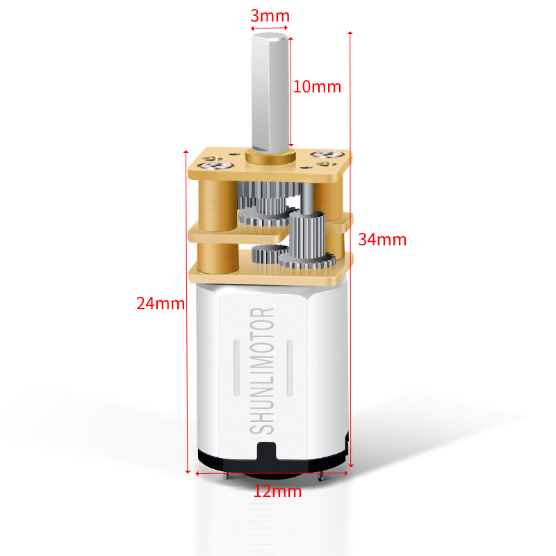 Shunli Custom 12v Dc Electric Gear Motor for Door Lock 12mm 200 Rpm Brushed Customized Dc Mini Micro Geared Motor