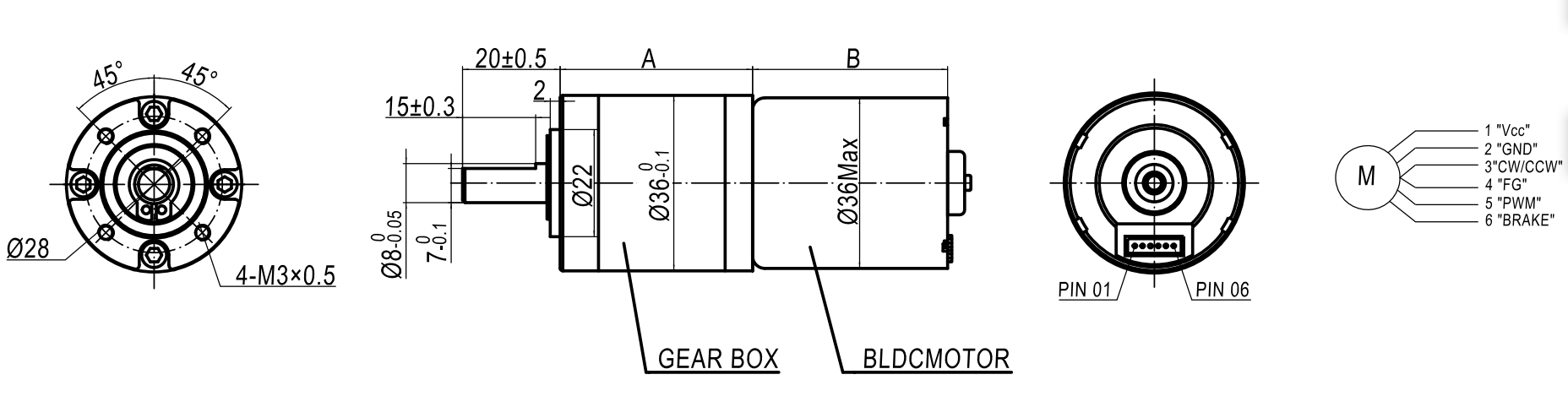 12v 24v 36v 48 Volt Bldc Brushless Micro Motor Customized Permanent Magnet Resin Pack Brushless Dc Motor 36mm