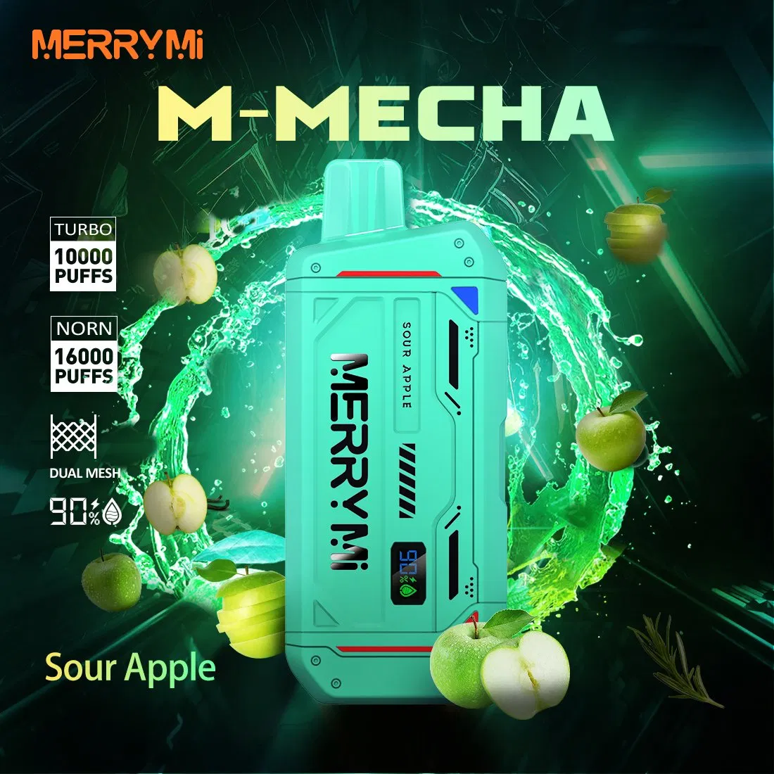 China Best Pod Vape Merryme M-Mecha 16000 Puffs Disposable Vape 2% 3% 5% Electronic Cigarettes Pen Style LED Screen Device
