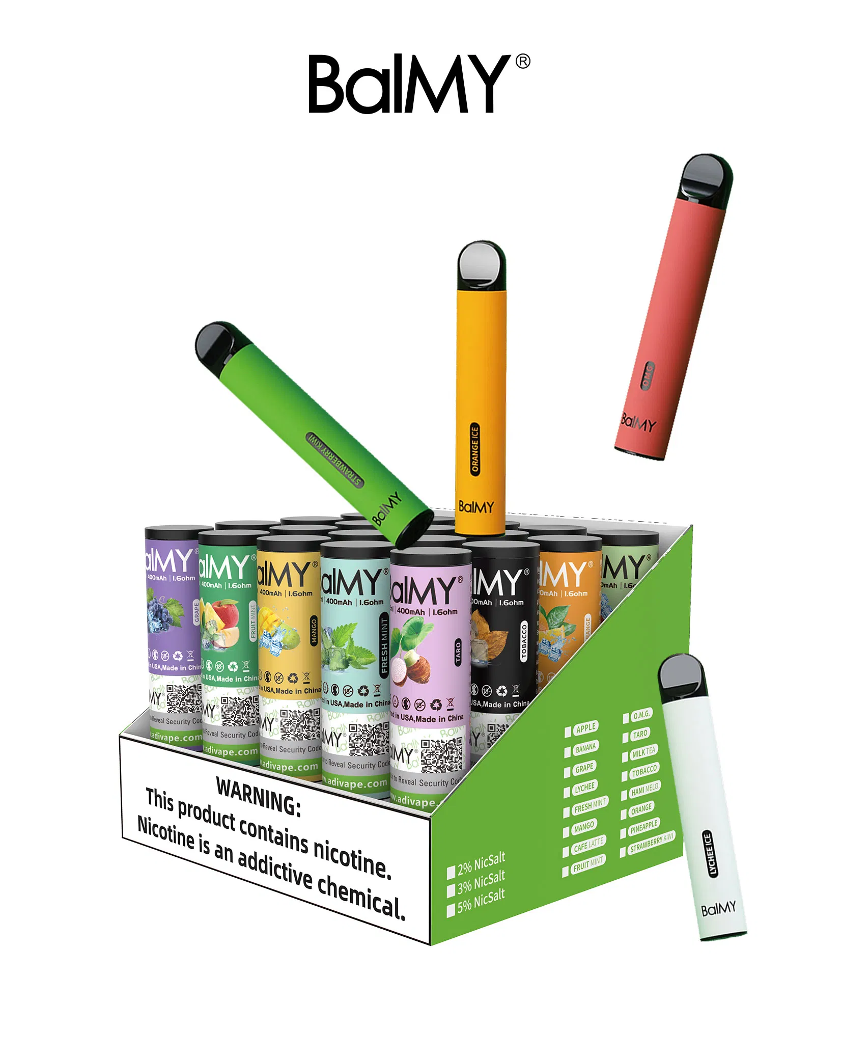Wholesale 2022 Popular 2% 3% 5% Nicotine Salt Disposable Vape Pen Balmy Pod Kit Balmy Disposable Device