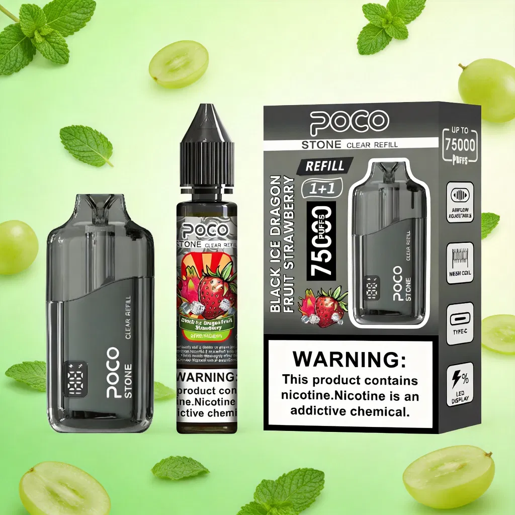 EU Warehouse Poco Stone Disposable Vape 75K Puffs Mesh Coil Rechargeable Airflow Refillable Liquid Wholesale Vaping Device