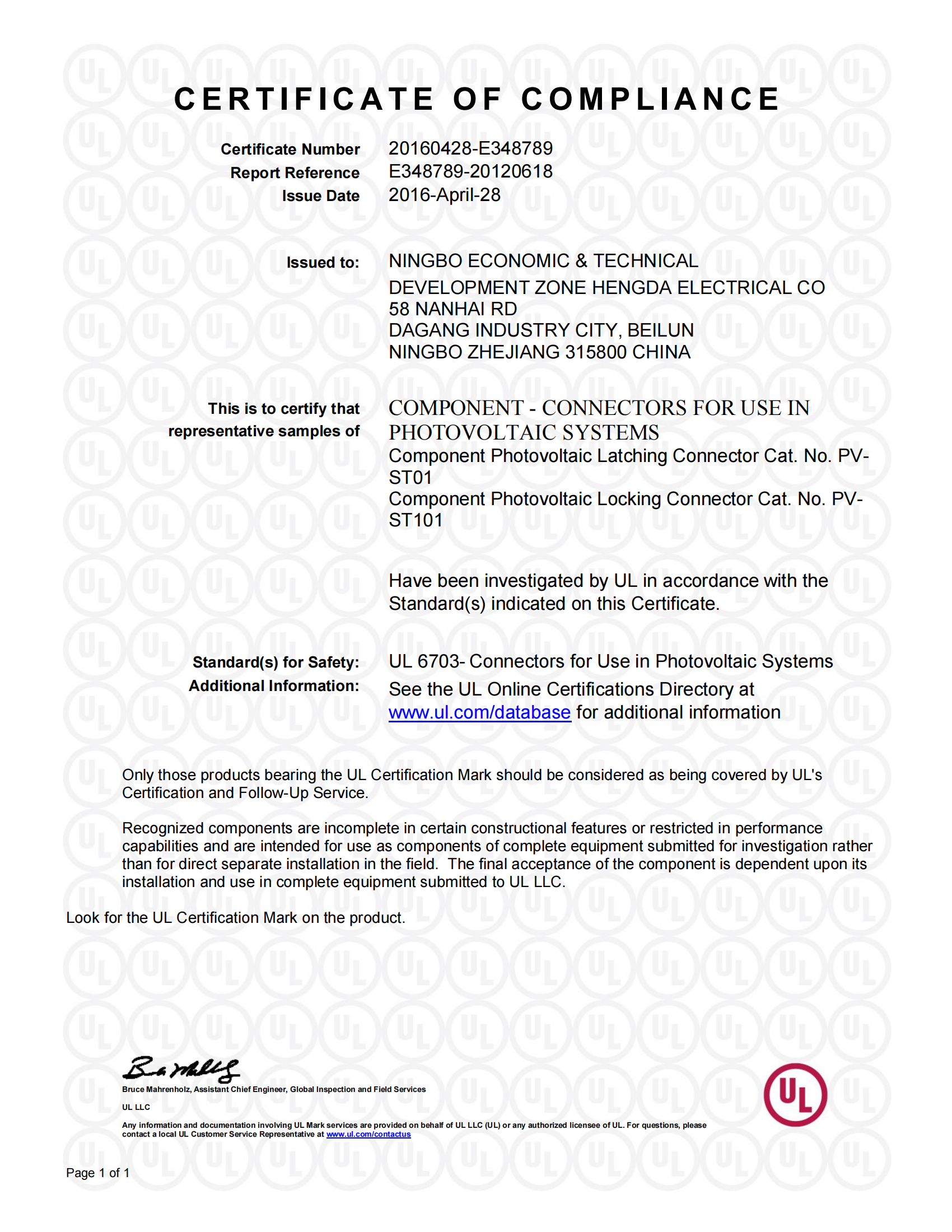 UL Certificate