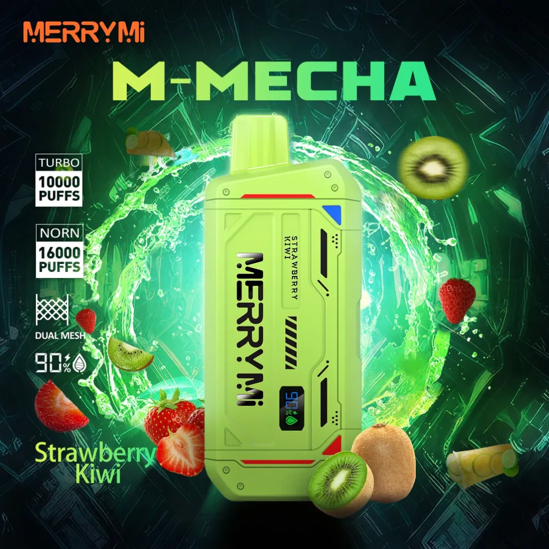 China Best Pod Vape Merryme M-Mecha 16000 Puffs Disposable Vape 2% 3% 5% Electronic Cigarettes Pen Style LED Screen Device