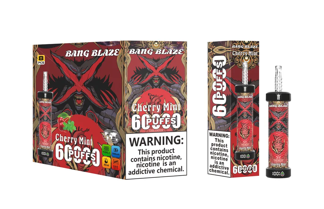 40ml E-Liquid Mesh Coil 60000 Puffs Bang Blaze Shisha 60K Rechargeable Disposable Big Smoke Vape Device