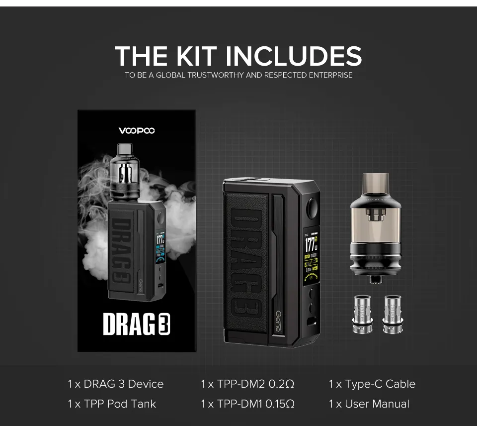 China Wholesale Voopoo Drag 3 Rechargeable Vape Mod Kit Vape Device