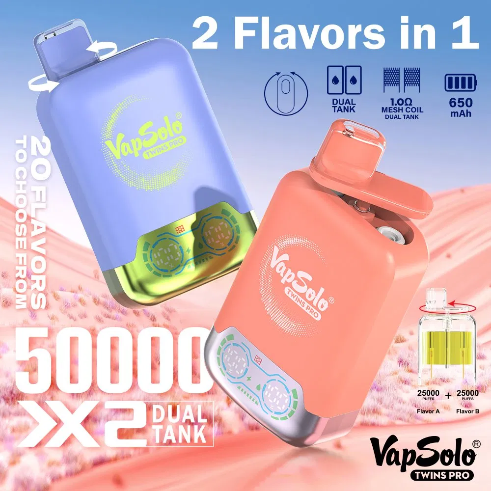 EU Warehouse Twins PRO 50000 Puff LED Screen Smart Chip Rechargeable Disposable Electronic Cigarette Germany Clearance Portable Device