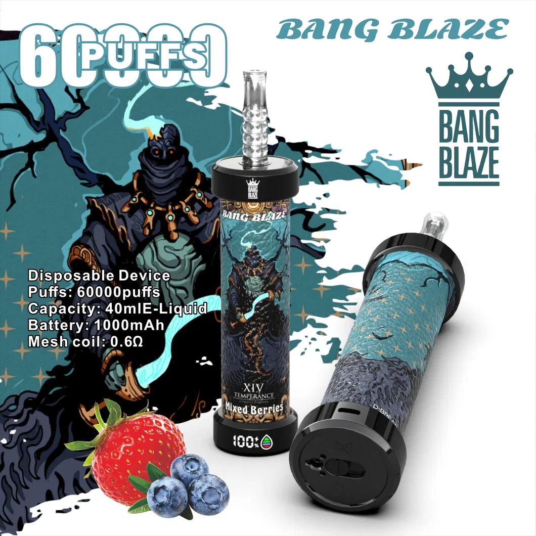 40ml E-Liquid Mesh Coil 60000 Puffs Bang Blaze Shisha 60K Rechargeable Disposable Big Smoke Vape Device