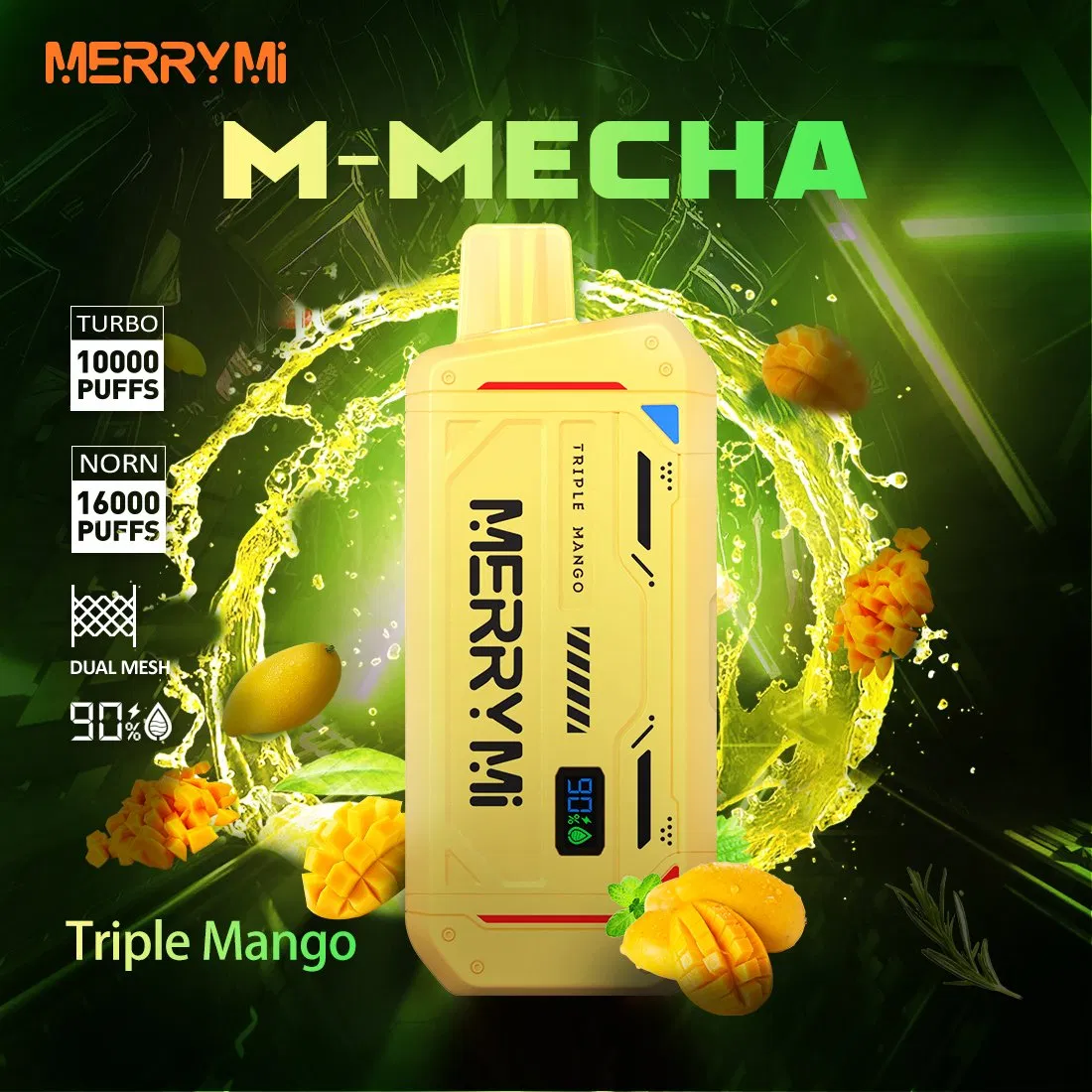China Best Pod Vape Merryme M-Mecha 16000 Puffs Disposable Vape 2% 3% 5% Electronic Cigarettes Pen Style LED Screen Device