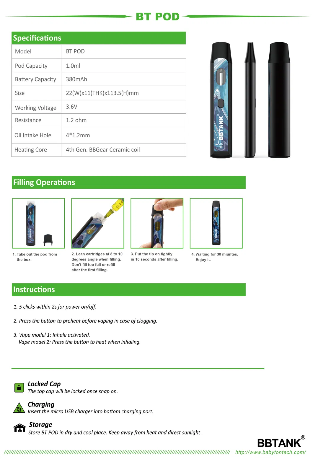 Wholesale Bbtank Bt Pod Best Empty Disposable Vape Device for Resin Rosin Oil