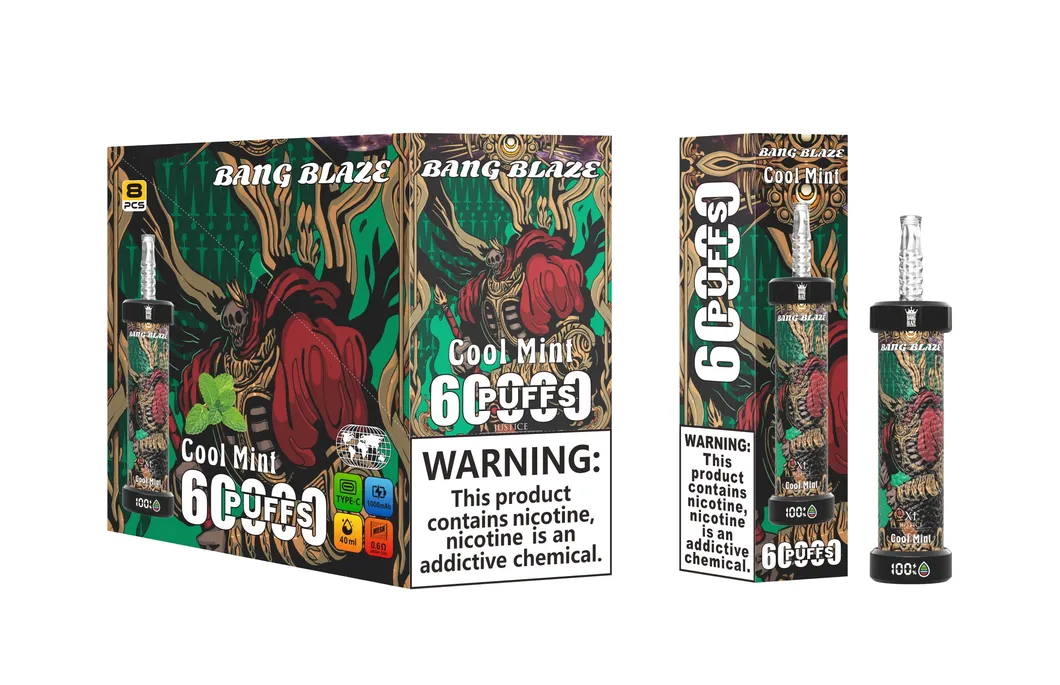 40ml E-Liquid Mesh Coil 60000 Puffs Bang Blaze Shisha 60K Rechargeable Disposable Big Smoke Vape Device