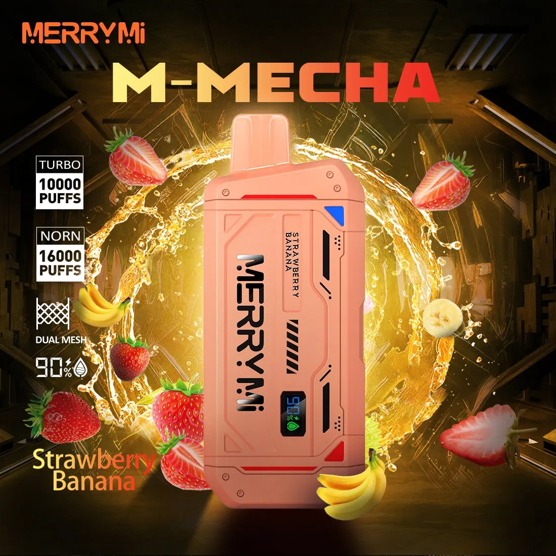 China Best Pod Vape Merryme M-Mecha 16000 Puffs Disposable Vape 2% 3% 5% Electronic Cigarettes Pen Style LED Screen Device