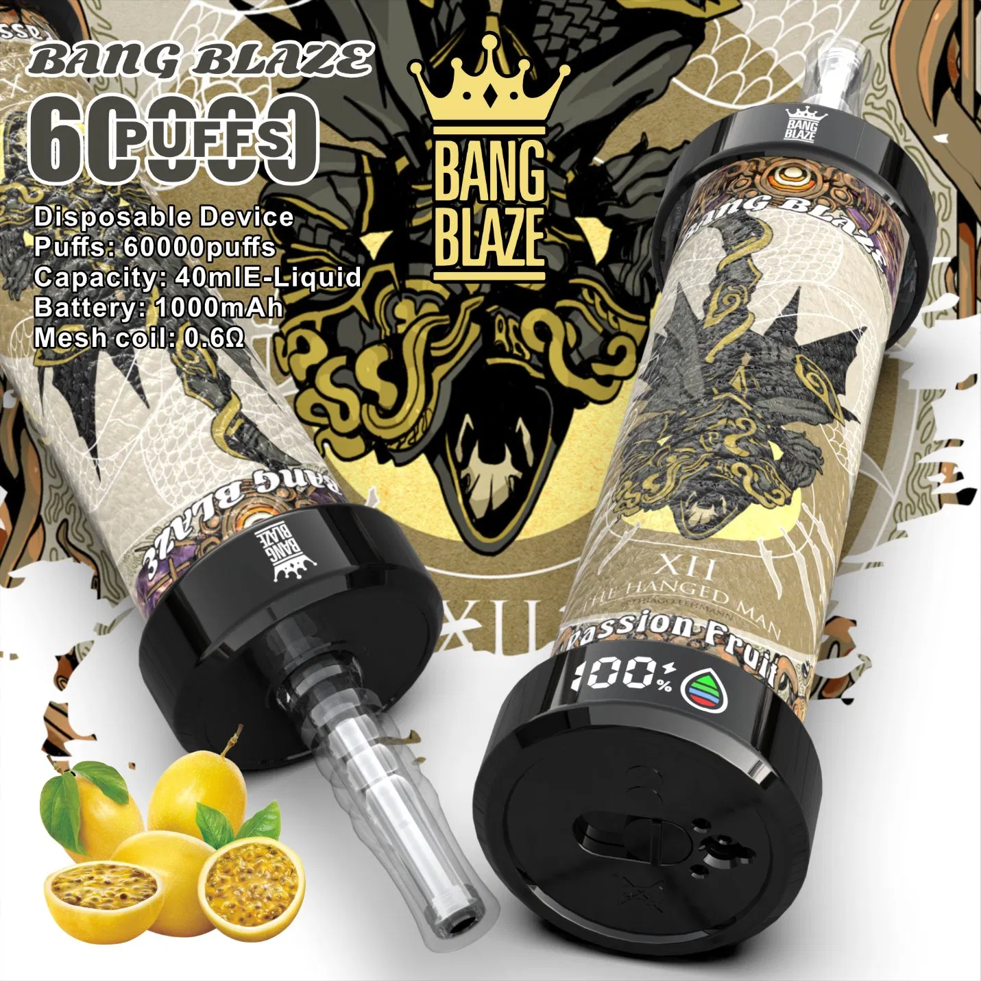 40ml E-Liquid Mesh Coil 60000 Puffs Bang Blaze Shisha 60K Rechargeable Disposable Big Smoke Vape Device
