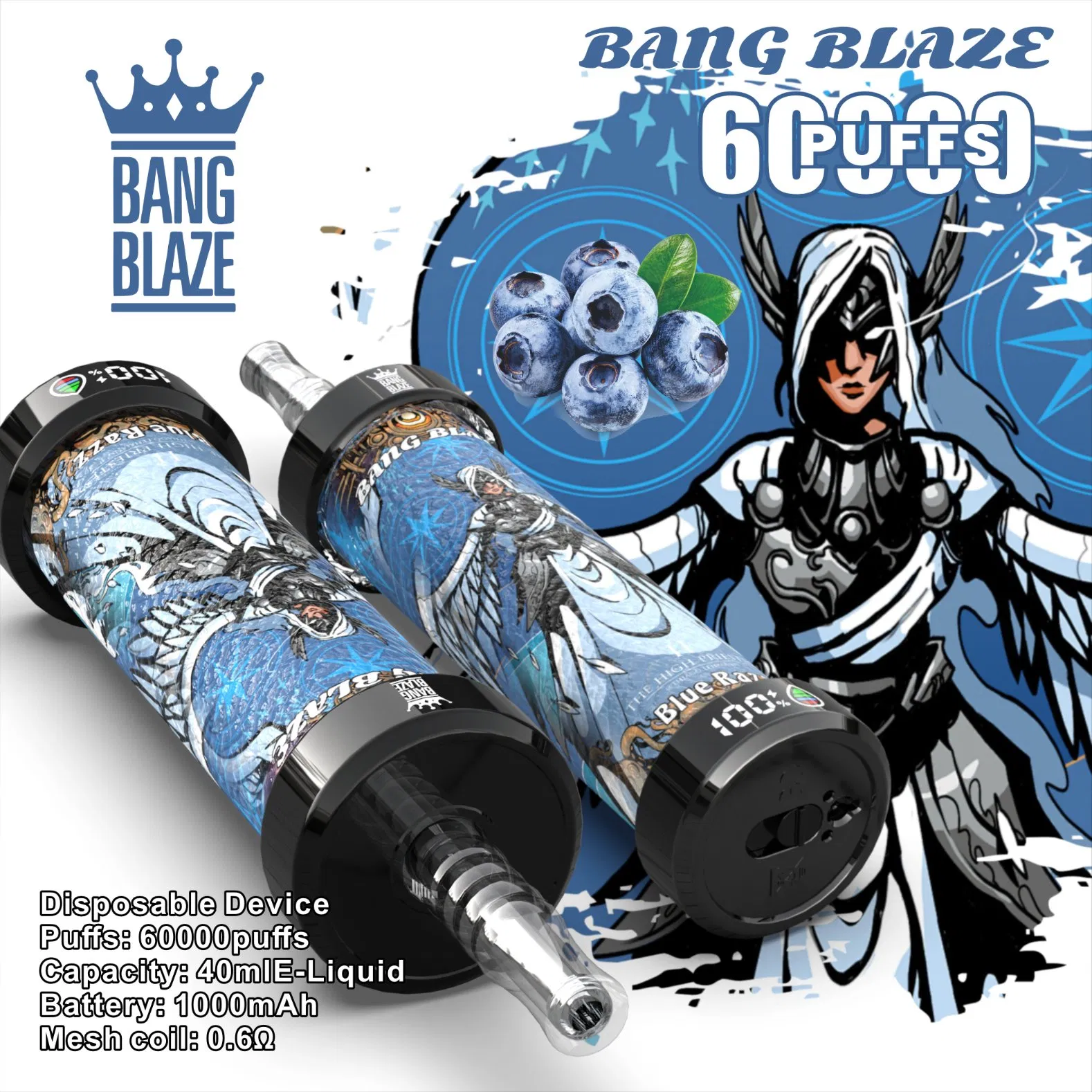 40ml E-Liquid Mesh Coil 60000 Puffs Bang Blaze Shisha 60K Rechargeable Disposable Big Smoke Vape Device