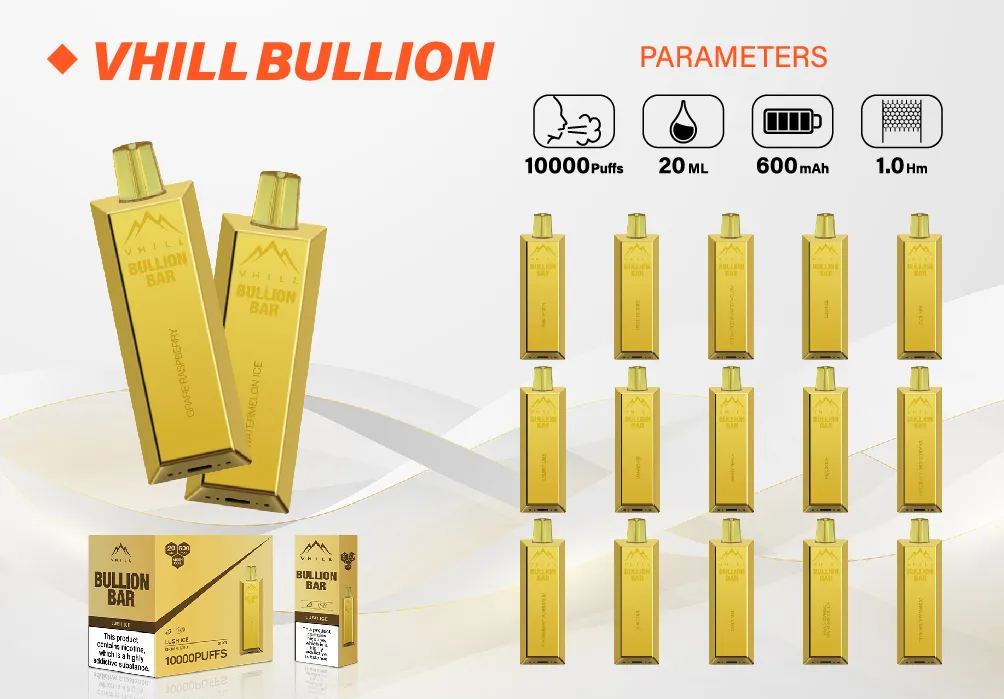 EU Warehouse Rechargeable Vaporizer Prefilled Wholesale Vape Vhill Bullion Bar 15000 Puffs Pod System Whole I Vape Pen Device with Digital Screen