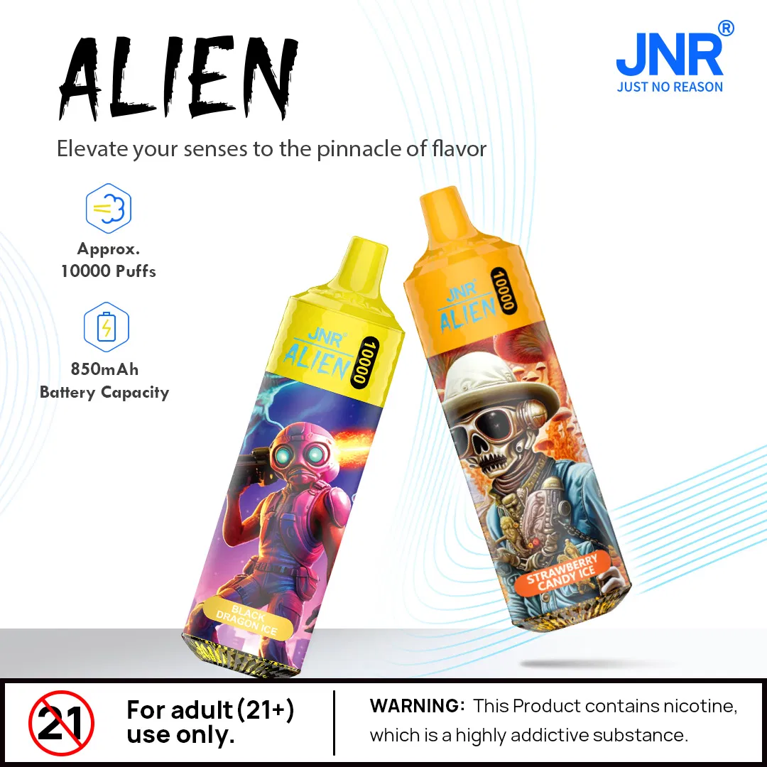 Jnr Alien 10K Puff Bar Disposable Vape Pen Quality Guarantee E-Cigarette Vape Device Adjustable Airflow