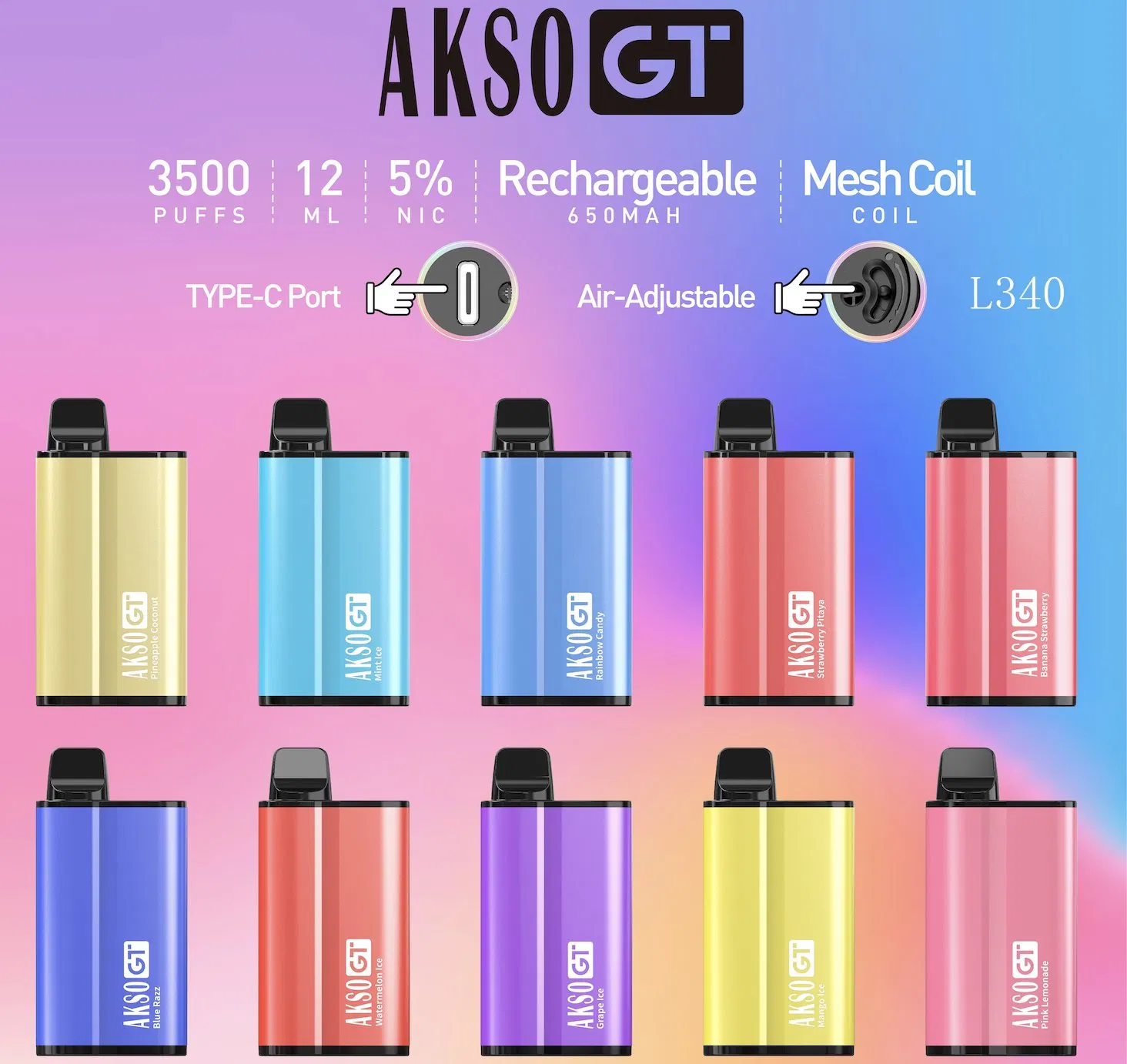 Wholesale Disposable Vape Pen Original 3500 Puffs Akso Disposable Disposable Device with Adjustable Airflow