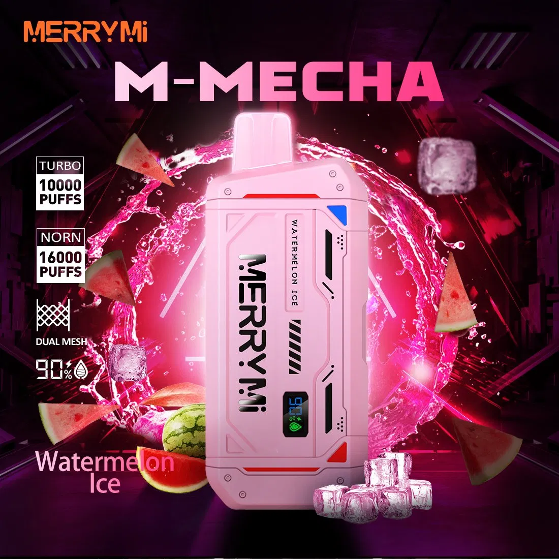 China Best Pod Vape Merryme M-Mecha 16000 Puffs Disposable Vape 2% 3% 5% Electronic Cigarettes Pen Style LED Screen Device