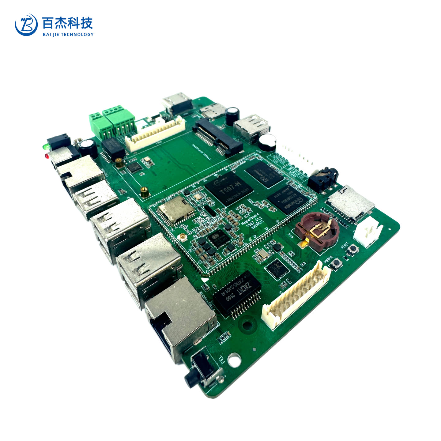 Helperbox T507 Linux Embedded Board H.264/H.265 4K Decoding Multi-USB Camera Support, 4G LTE for Monitor NVR Edge AI Box