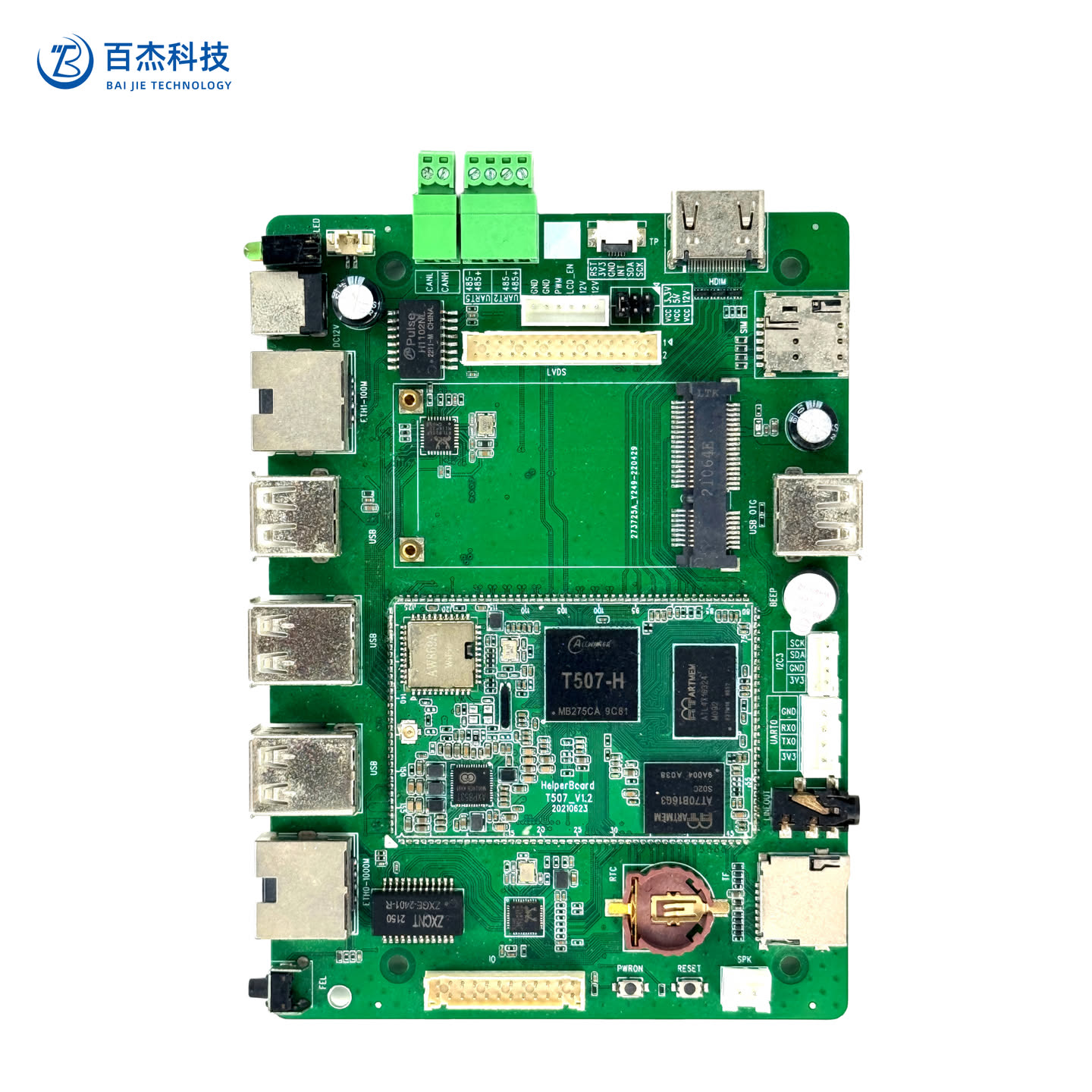 Helperbox T507 Linux Embedded Board H.264/H.265 4K Decoding Multi-USB Camera Support, 4G LTE for Monitor NVR Edge AI Box