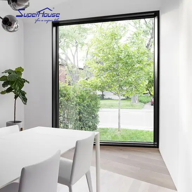 Custom Aluminum Fixed Window Thermal Break Double Tempered Glass Energy Efficient Hurricane Impact Resistant for Villa and Hotel
