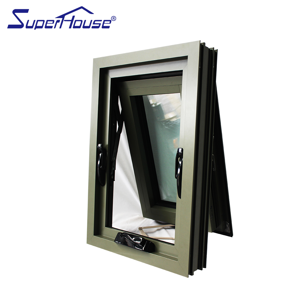 Modern Thermal Break Aluminum Crank Awning Window NFRC AAMA Certified American Style for Residential Villa