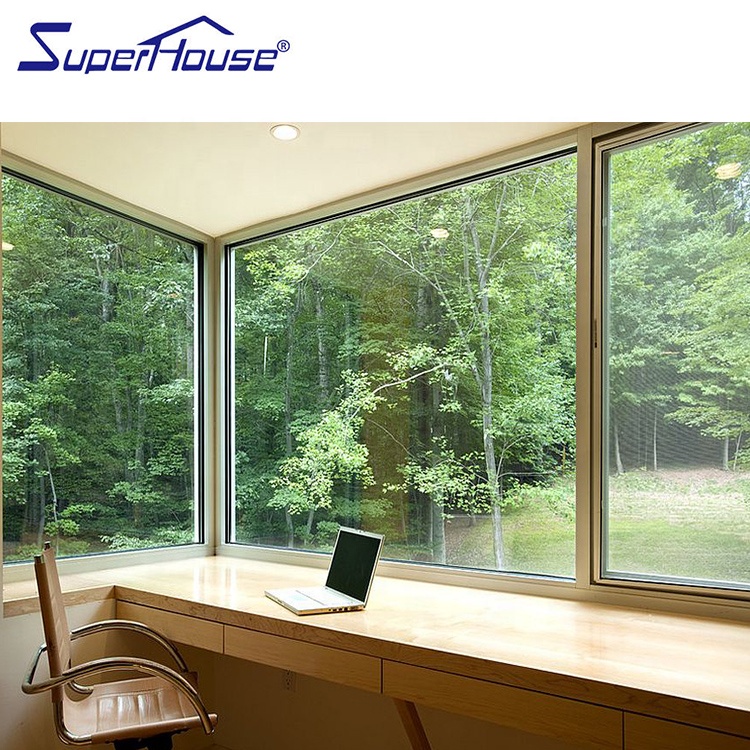 Commercial Office Slim Frame Aluminum Large Fixed Double Laminated Glass High Safety Windproof Waterproof for High Rise Building