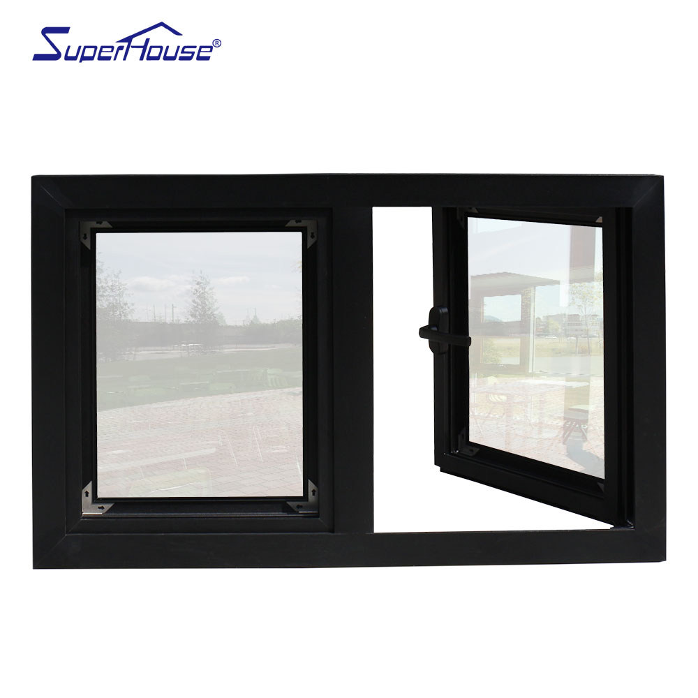 Superhouse Thermal Break Swing Opening Soundproof Waterproof for House and Villa Black Aluminum Tilt and Turn Window