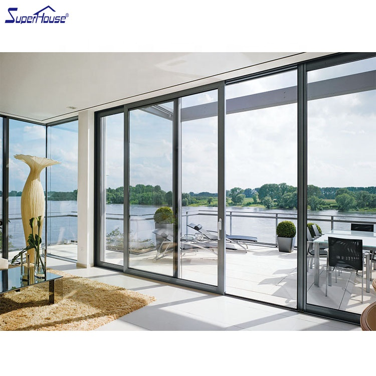 California HOT NFRC Slim Design  Windproof Doors Mordern Style Aluminum Sliding Door for Villa