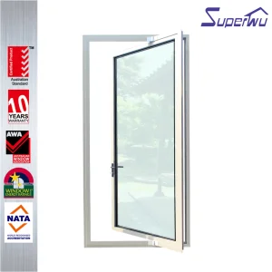 Commercial Aluminum Horizontal Pivot Door Double Glazing Low-E Tempered Glass Heat Soaked Energy Saving Office Entry Door