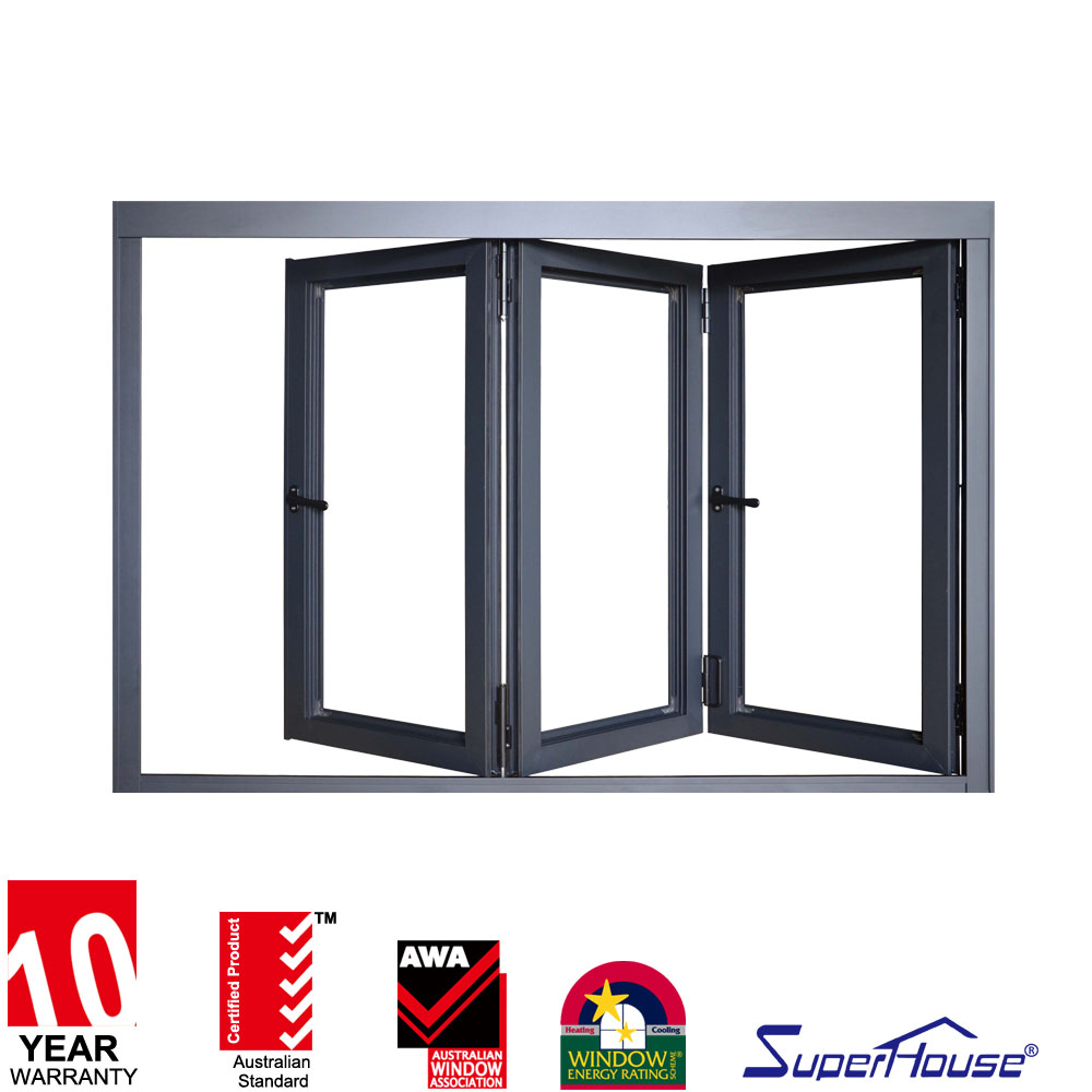 Australian Standard AS2047 Original Supplier Double Glazed Tempered Glass Aluminum Easily Fold Folding Window