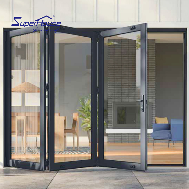NFRC TITL 24 Superhouse Aluminium Accordion Bifolding Doors Fold Door Aluminum Alloy Tempered Glass Folding Door