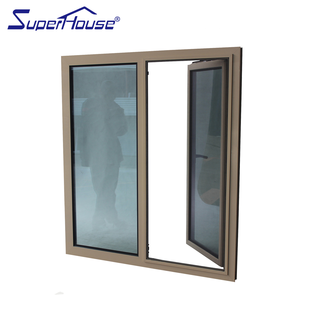 European Good Quality Rainproof Double Tempered Glass Tilt and Turn Windows Inward Aluminum Tilt and Turn Window