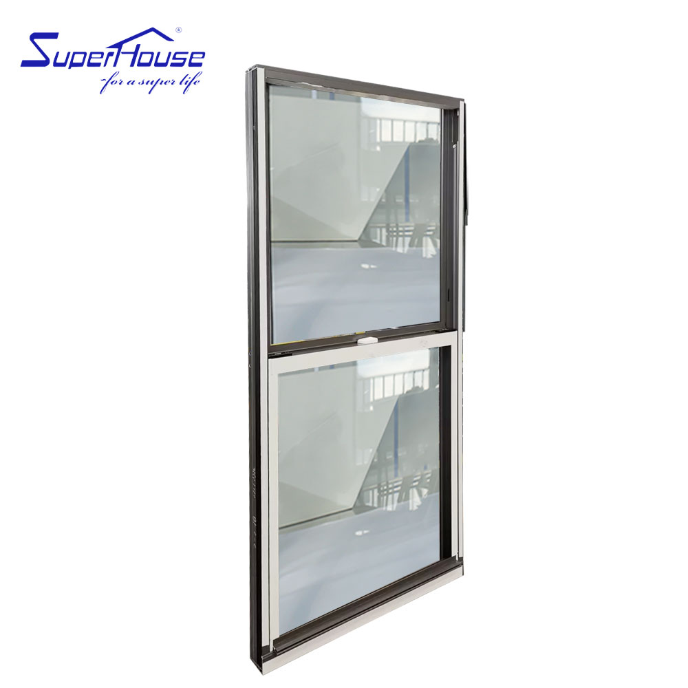 Aluminum Alloy European Hanging Single Hung Sliding Glass Windows with NFRC Certificate for Villa