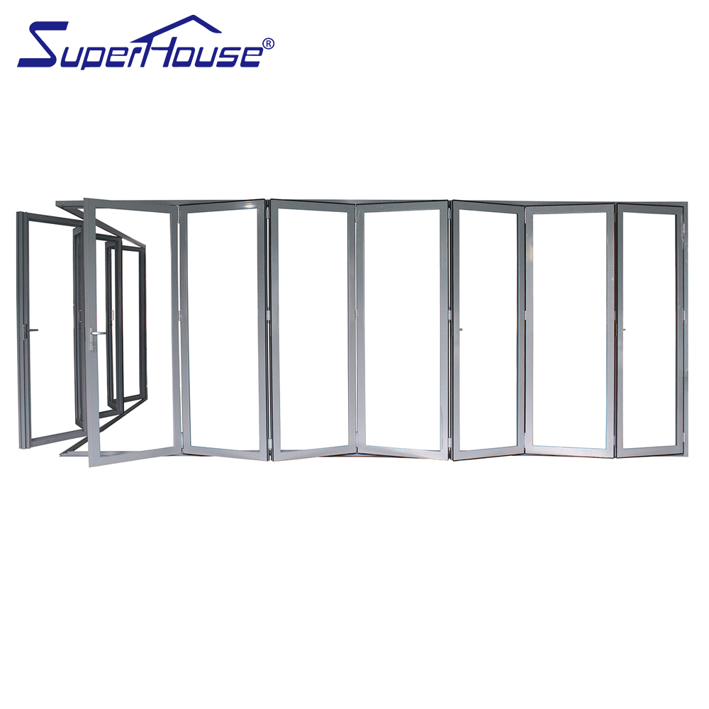 Personalized Design Black Accordion Door Aluminium Glass Wall Soundproof Corner Glass Folding Door